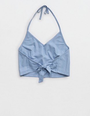 OFFLINE By Aerie Oxford Tie Back Tank Top - Monaco Blue