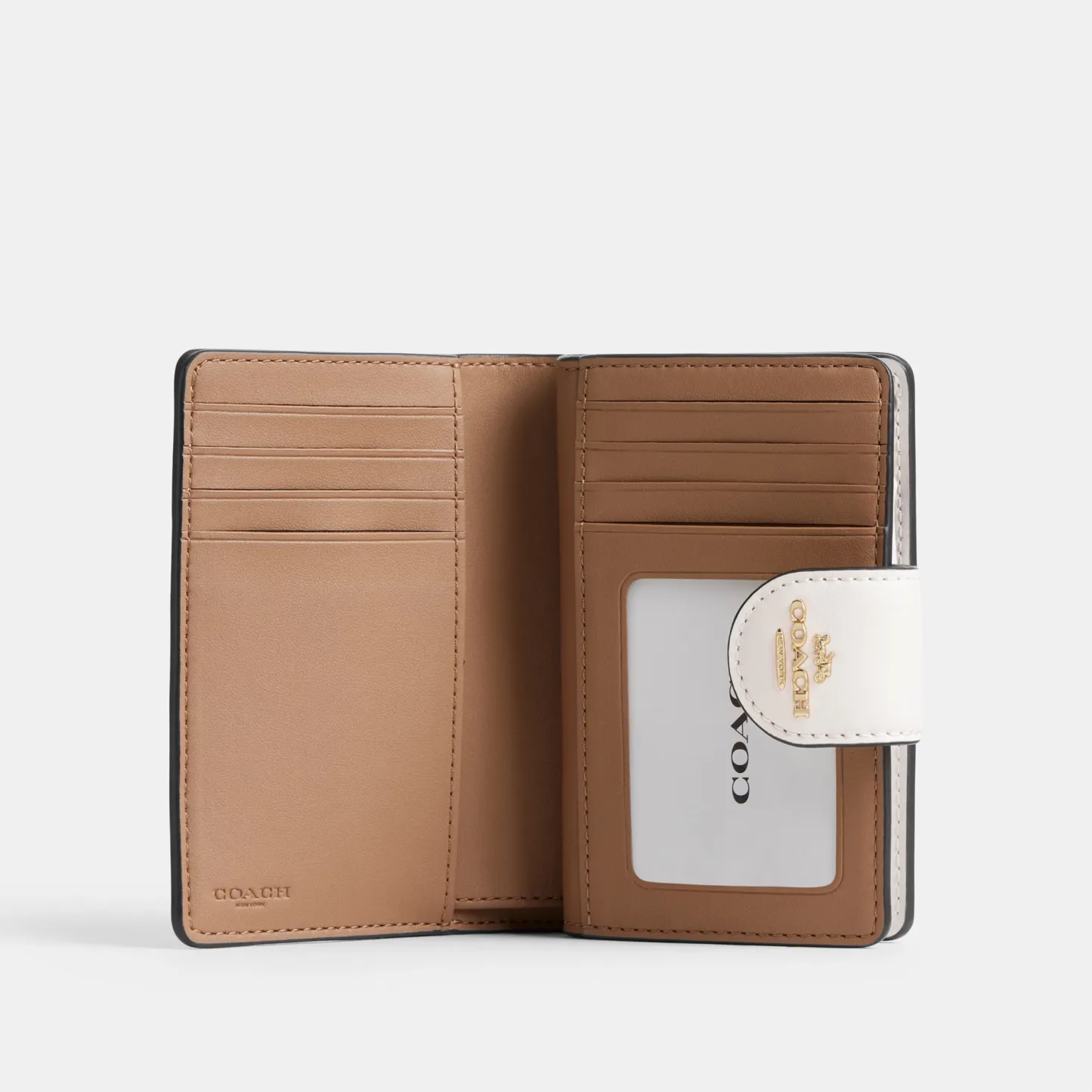 COACH®,Medium Corner Zip Wallet In Signature Canvas,Bi Fold,Coin,Sustainable,Casual,Beige,Inside View,Top View