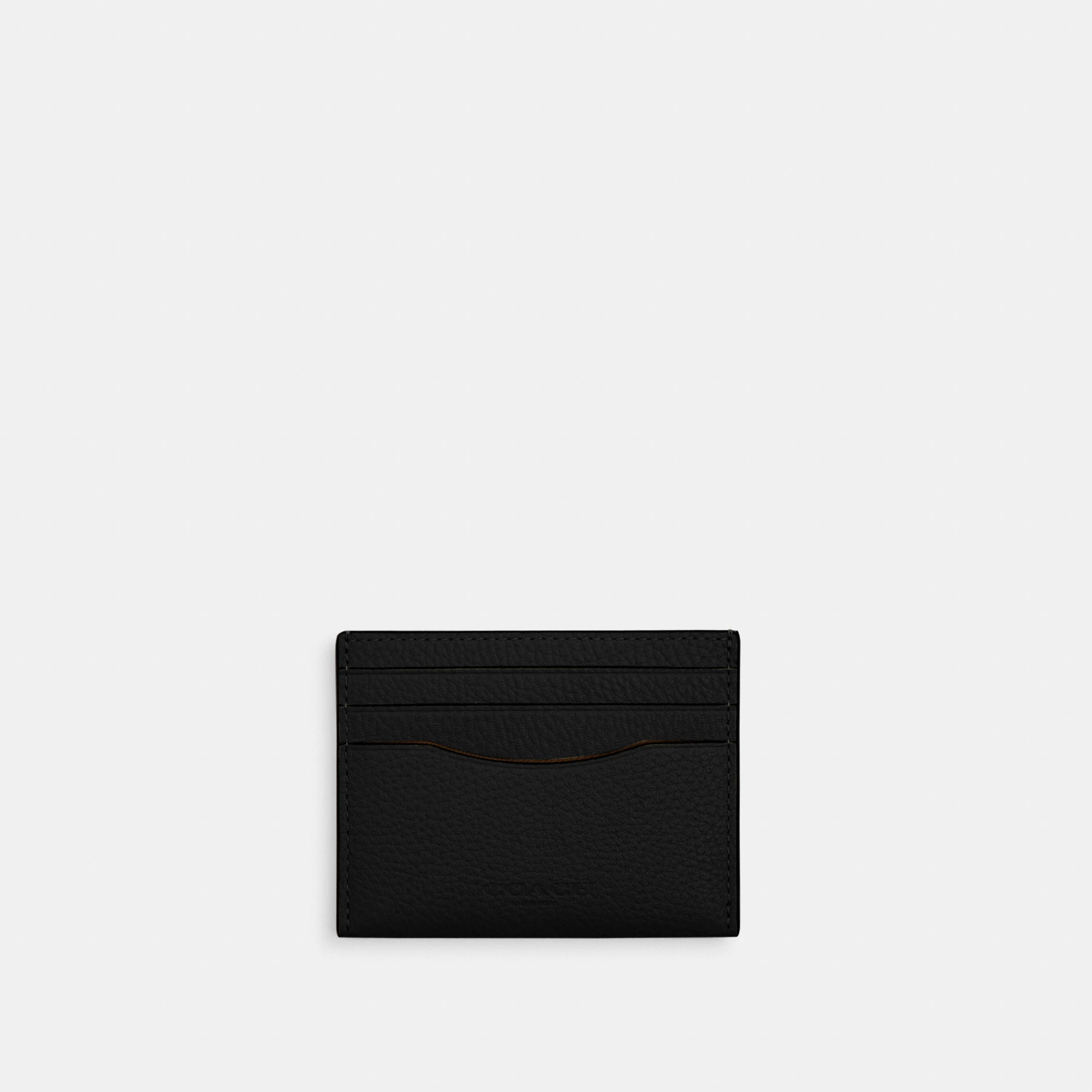 COACH®,Slim Id Card Case,Leather,Card Case,Casual,Black,Front View