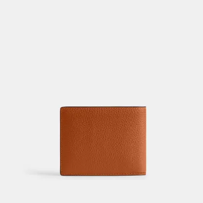 COACH®,3-In-1 Wallet,Leather,Bi Fold,Casual, Father's Day,Brown,Back View