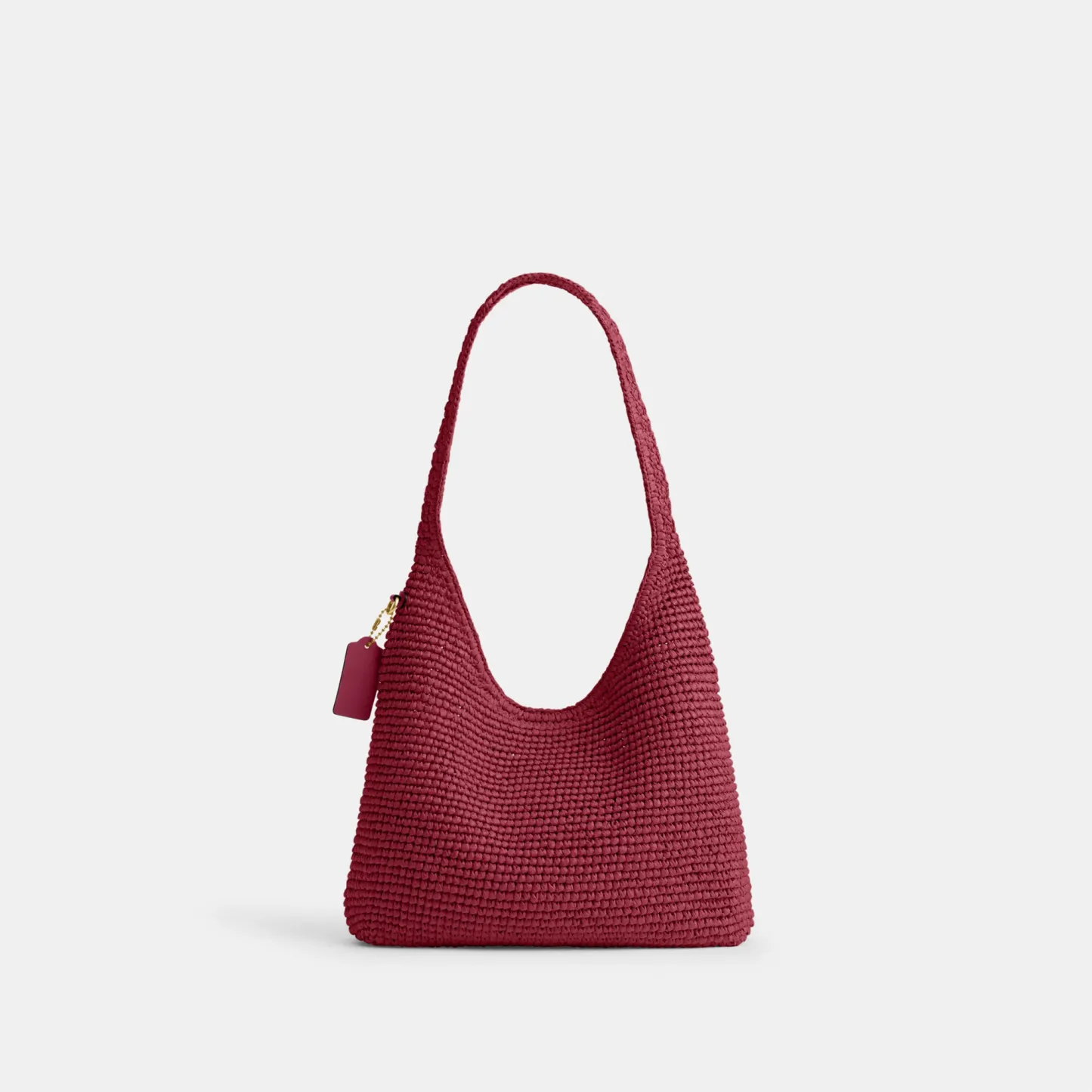 COACH®,Brooklyn Shoulder Bag 28,Calfskin Leather,Hobo,Straw,Applique,Pendant,Logo,Brass,Casual,,Back View