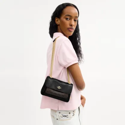 COACH®,Elodie Crossbody Bag 18 In Signature Canvas,Recycled Polyester,Canvas,Polyester,Leather,Crossbody,Chain Detail,Logo...,Black,Detail View