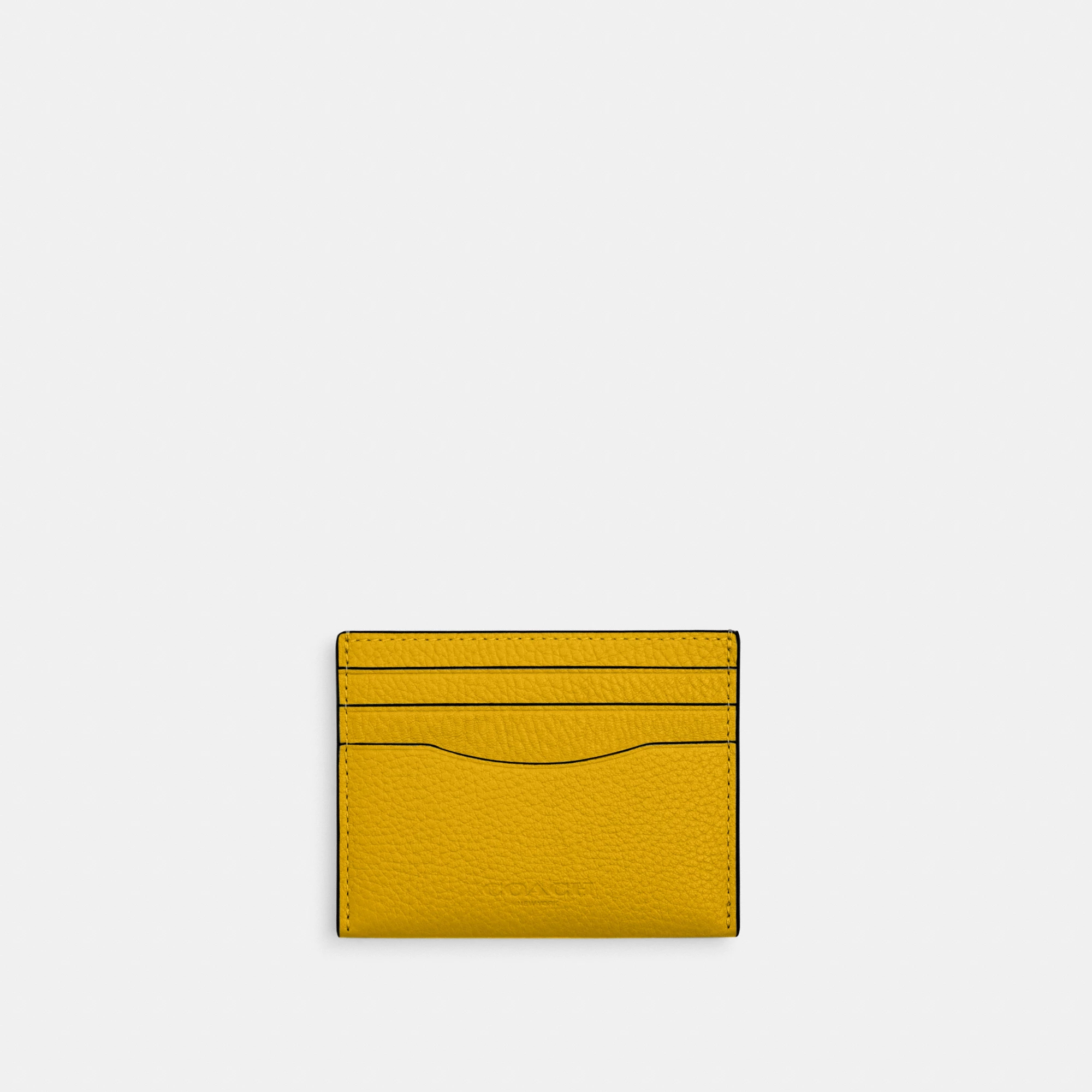 COACH®,Slim Id Card Case,Leather,Card Case,Casual,Mustard,Front View