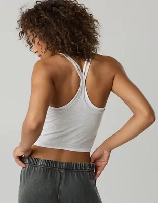 OFFLINE By Aerie Thumbs Up Layered Tank Top - Medium Heather Gray