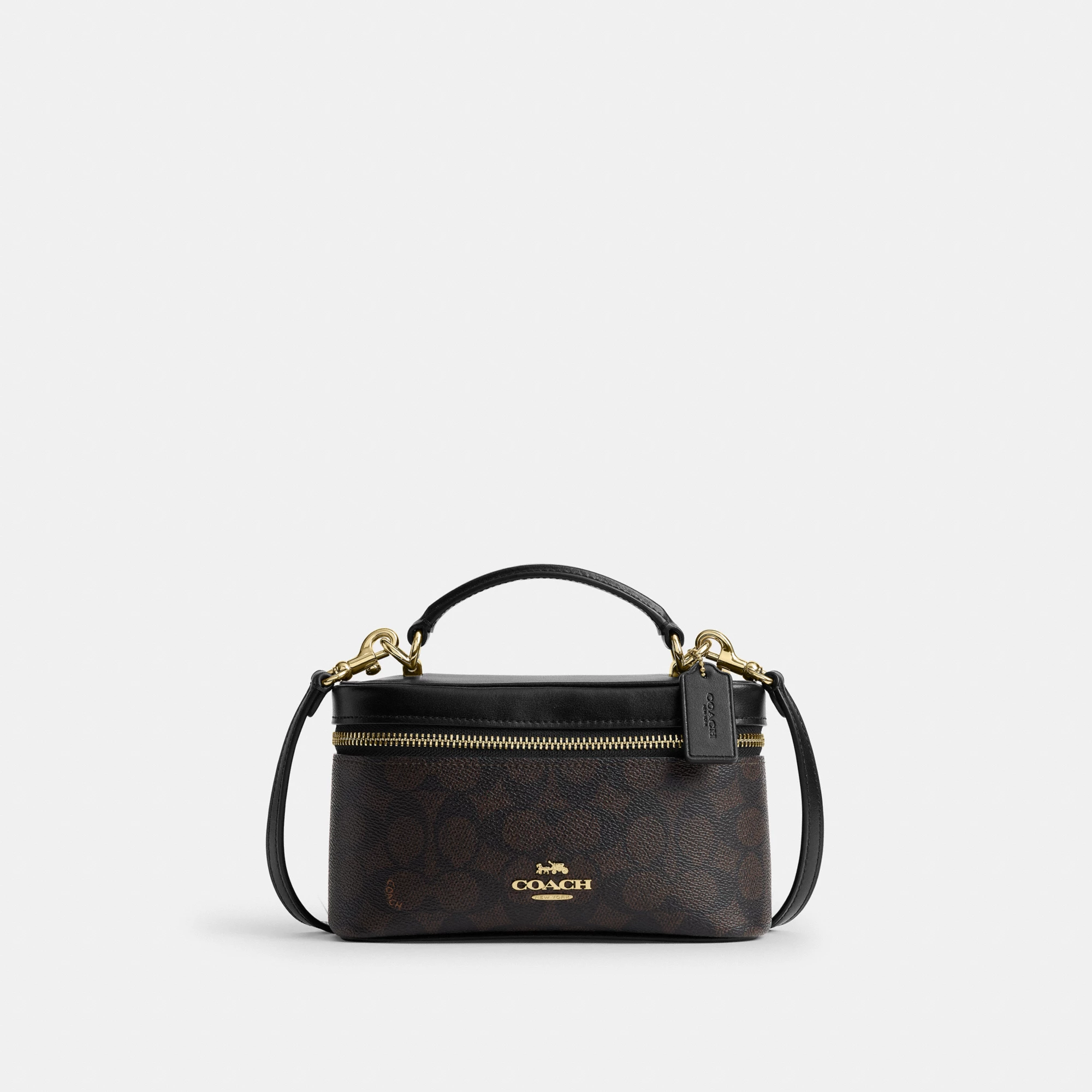 COACH®,Rainer Crossbody Bag 18 In Signature Canvas,Canvas,Recycled Polyester,Leather,Crossbody,Logo,Adjustable,Sustainable...,Brown,Front View