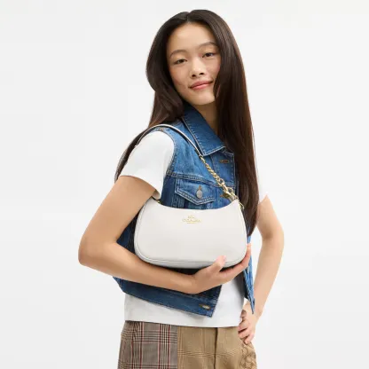 COACH®,Teri Shoulder Bag,Shoulder Bag,Chain Detail,Metal,Logo,Casual,White,Detail View