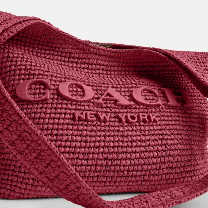 COACH®,Brooklyn Shoulder Bag 28,Calfskin Leather,Hobo,Straw,Applique,Pendant,Logo,Brass,Casual,,Closer View
