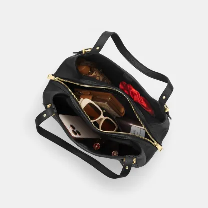 COACH®,Erin Shoulder Bag,Leather,Shoulder Bag,Logo,Gold Metal,Casual,Black,Inside View,Top View