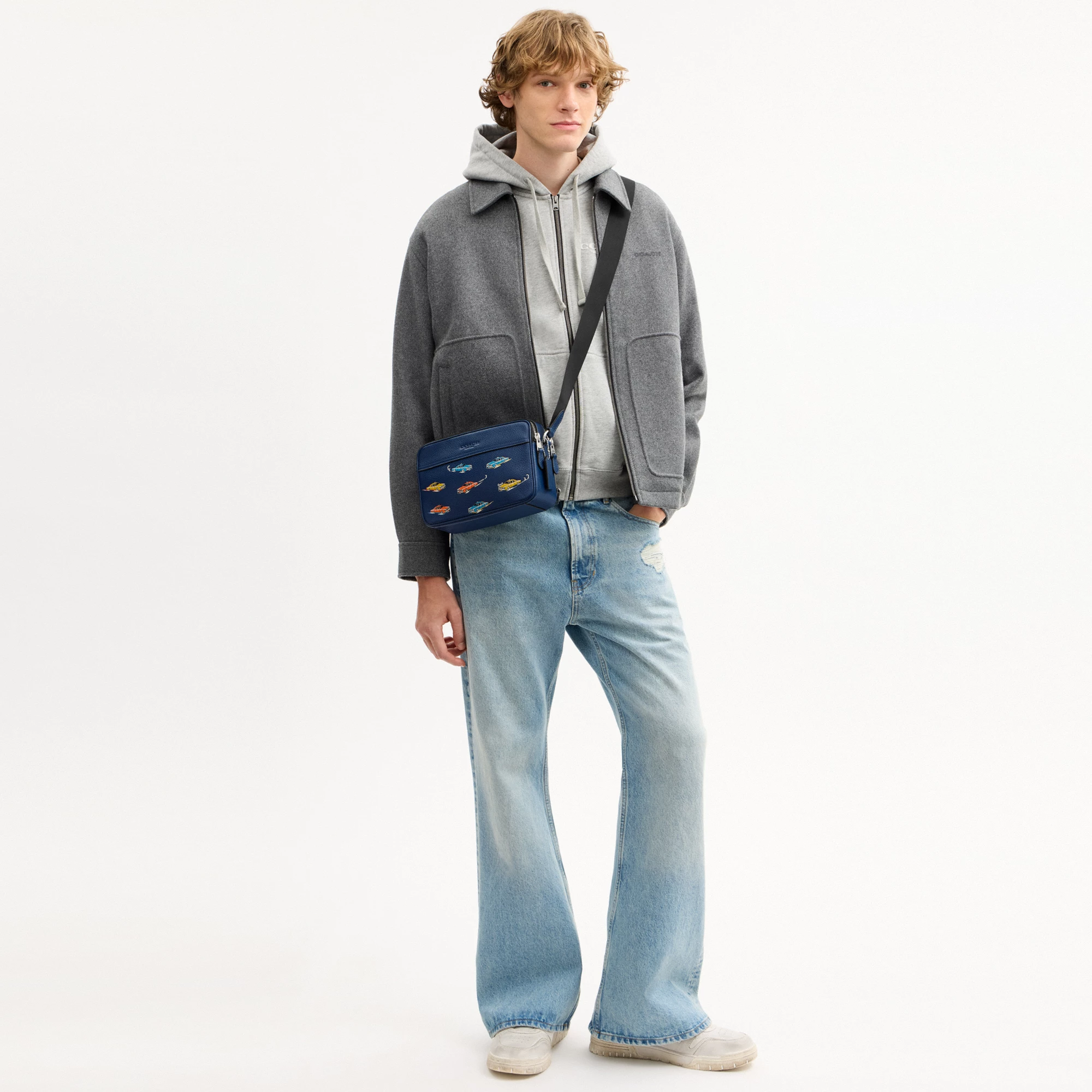 COACH®,Graham Crossbody Bag With Car Print,Blue,Detail View