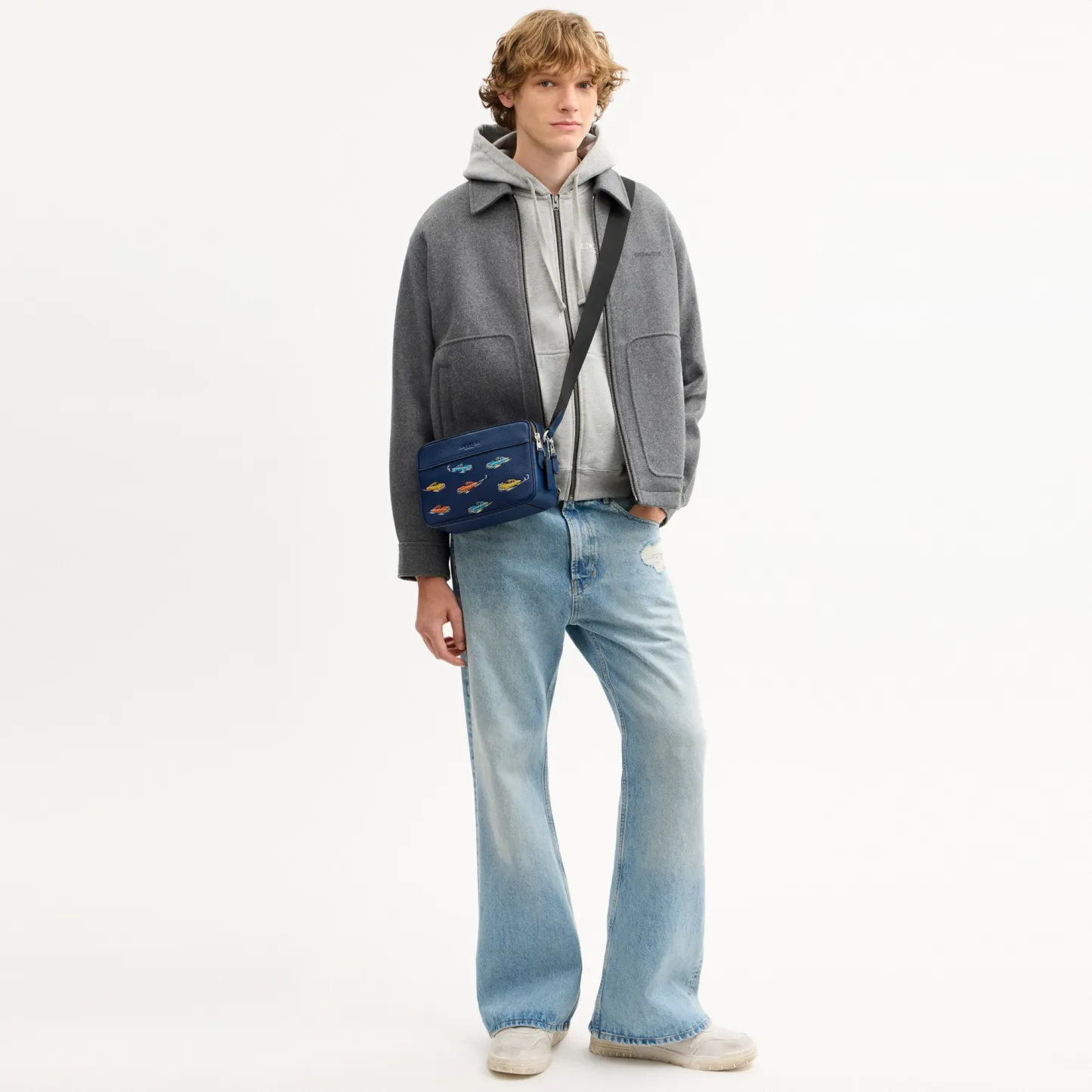 COACH®,Graham Crossbody Bag With Car Print,Blue,Detail View