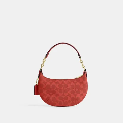 COACH®,Mini Payton Bag In Signature Canvas,Lining Leather,Polyester,Leather,Canvas,Lining Recycled Polyester,Recycled Poly...,Red,Back View