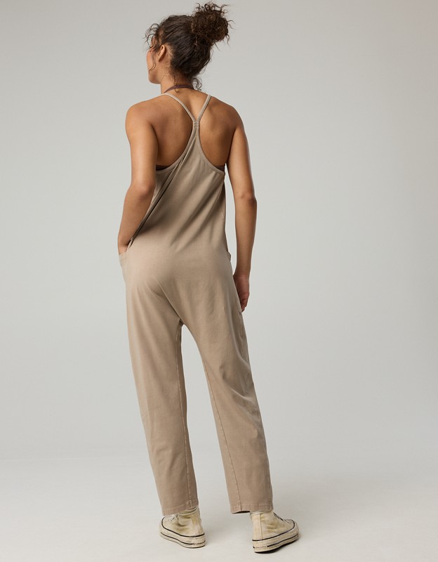 OFFLINE By Aerie OG Cotton Racerback Jumpsuit - Stone Harbor