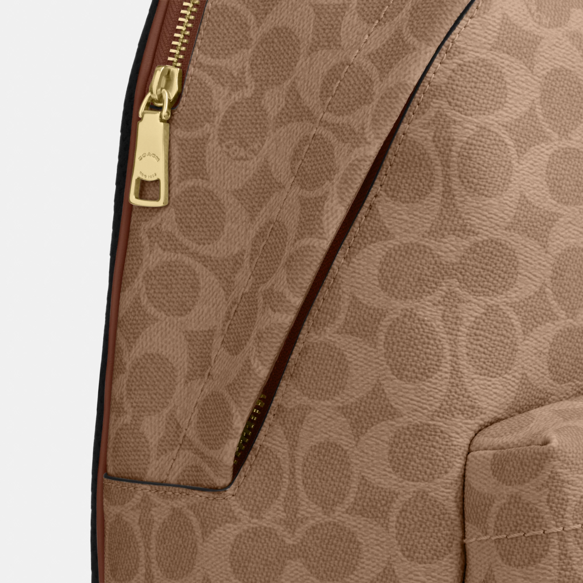 COACH®,Taylor Small Backpack In Signature Canvas,Recycled Polyester,Canvas,Backpack,Metal,Logo,Adjustable,Gold Metal,Casual,,Closer View