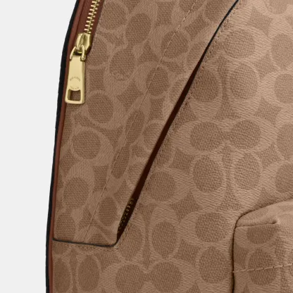 COACH®,Taylor Small Backpack In Signature Canvas,Recycled Polyester,Canvas,Backpack,Metal,Logo,Adjustable,Gold Metal,Casual,,Closer View