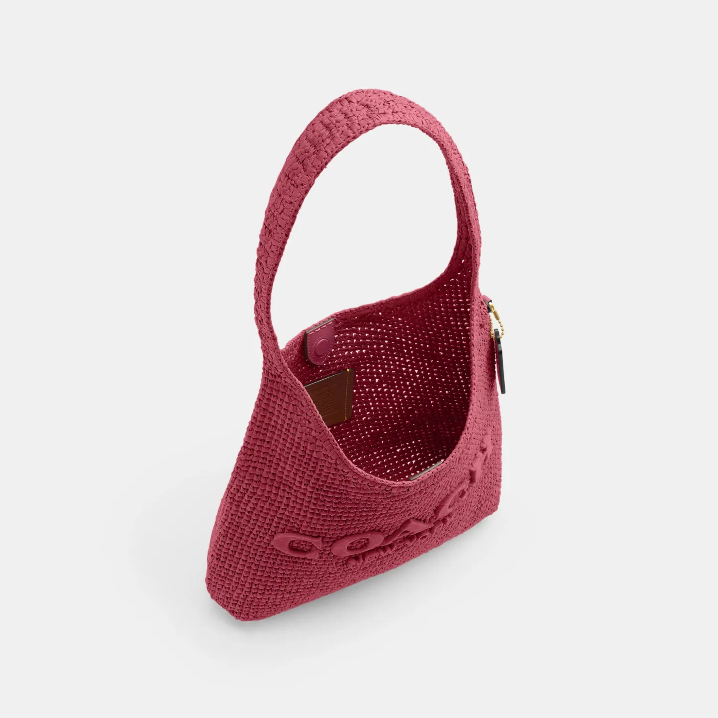 COACH®,Brooklyn Shoulder Bag 28,Calfskin Leather,Hobo,Straw,Applique,Pendant,Logo,Brass,Casual,,Inside View,Top View