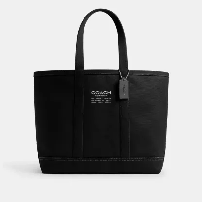 COACH®,Utility Tote,Canvas,Leather,Tote,Word Embellishment,Logo,Sustainable,Casual,Black,Front View