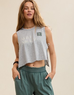 Aerie Happiest Side Tie Tank - Medium Heather Gray