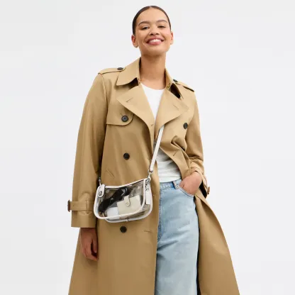 COACH®,Stadium Swinger Bag,Leather,Shoulder Bag,Sheer,Piping,Applique,Casual,White