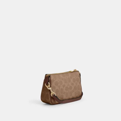 COACH®,Nolita 19 In Signature Canvas,Canvas,Shoulder Bag,Metal,Casual,Brown,Angle View