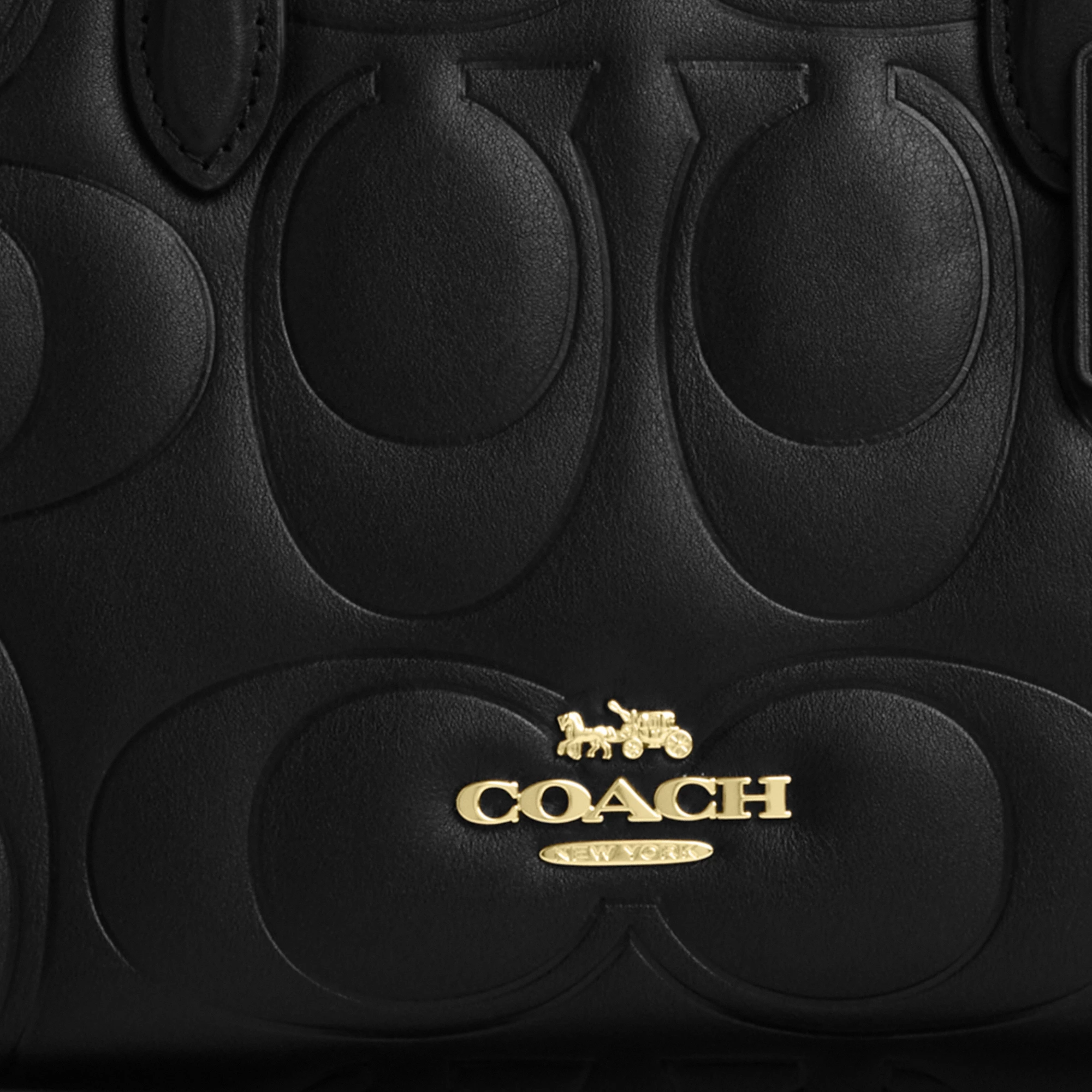COACH®,Maggie Small Tote Bag In Signature Leather,Leather,Crossbody,Work,Black