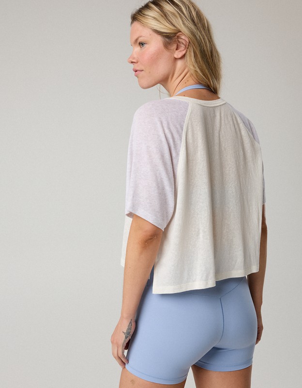 OFFLINE By Aerie Bouncy Cotton Colorblock T-Shirt - Light Heather Gray