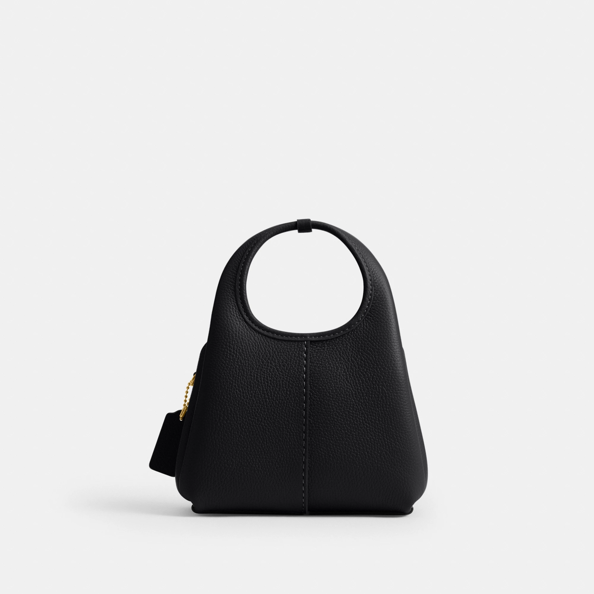 COACH®,Lana Shoulder Bag 19,Leather,Crossbody,Metal,Logo,Shoulder Guard,Brass,Casual,Black,Back View