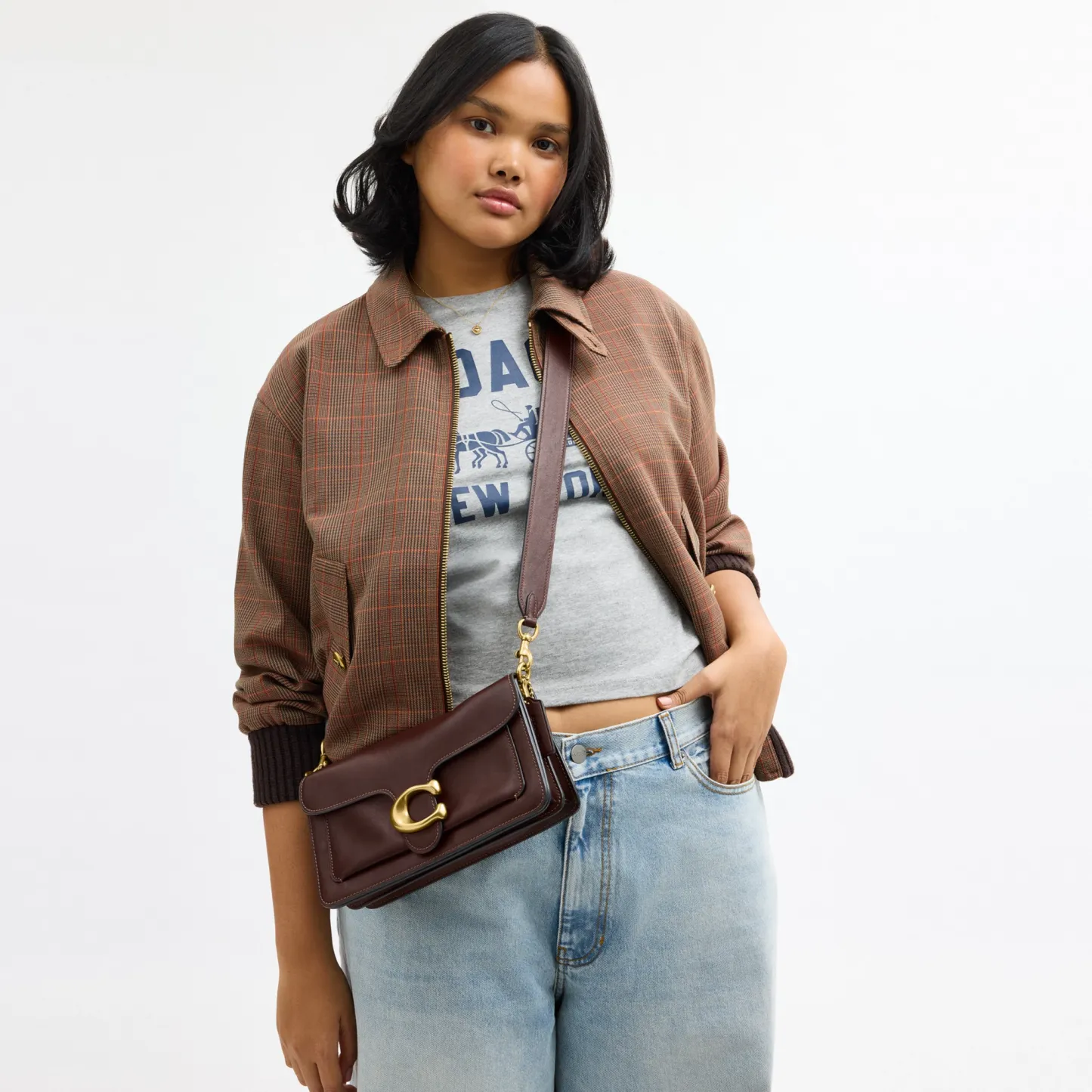 COACH®,Tabby Shoulder Bag 26,Leather,Shoulder Bag,Logo,Metal,Compact,Brass,Casual,Brown