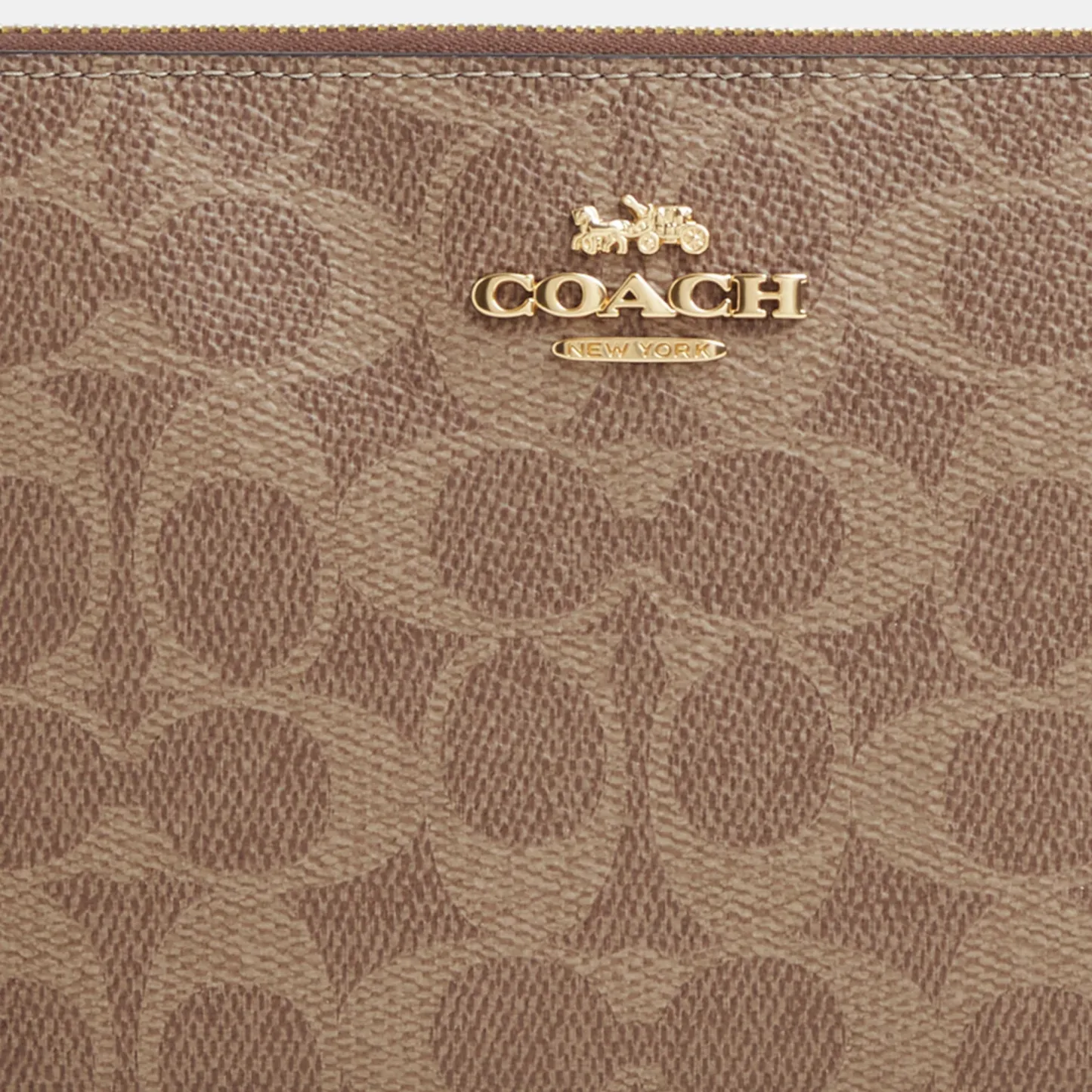 COACH®,Large Corner Zip Wristlet In Signature Canvas,Canvas,Wristlet,Casual,Brown