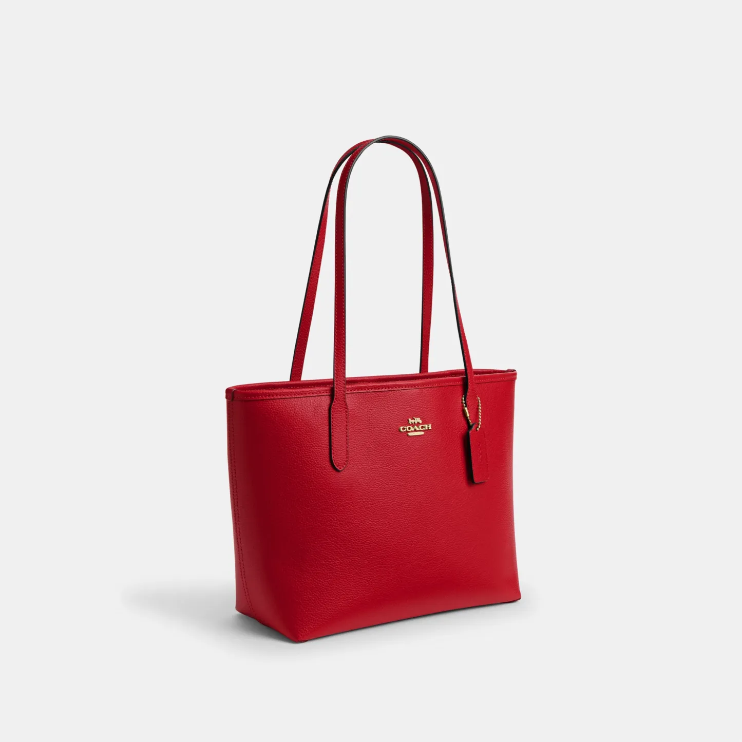 COACH®,Medium City Tote Bag,Red,Angle View
