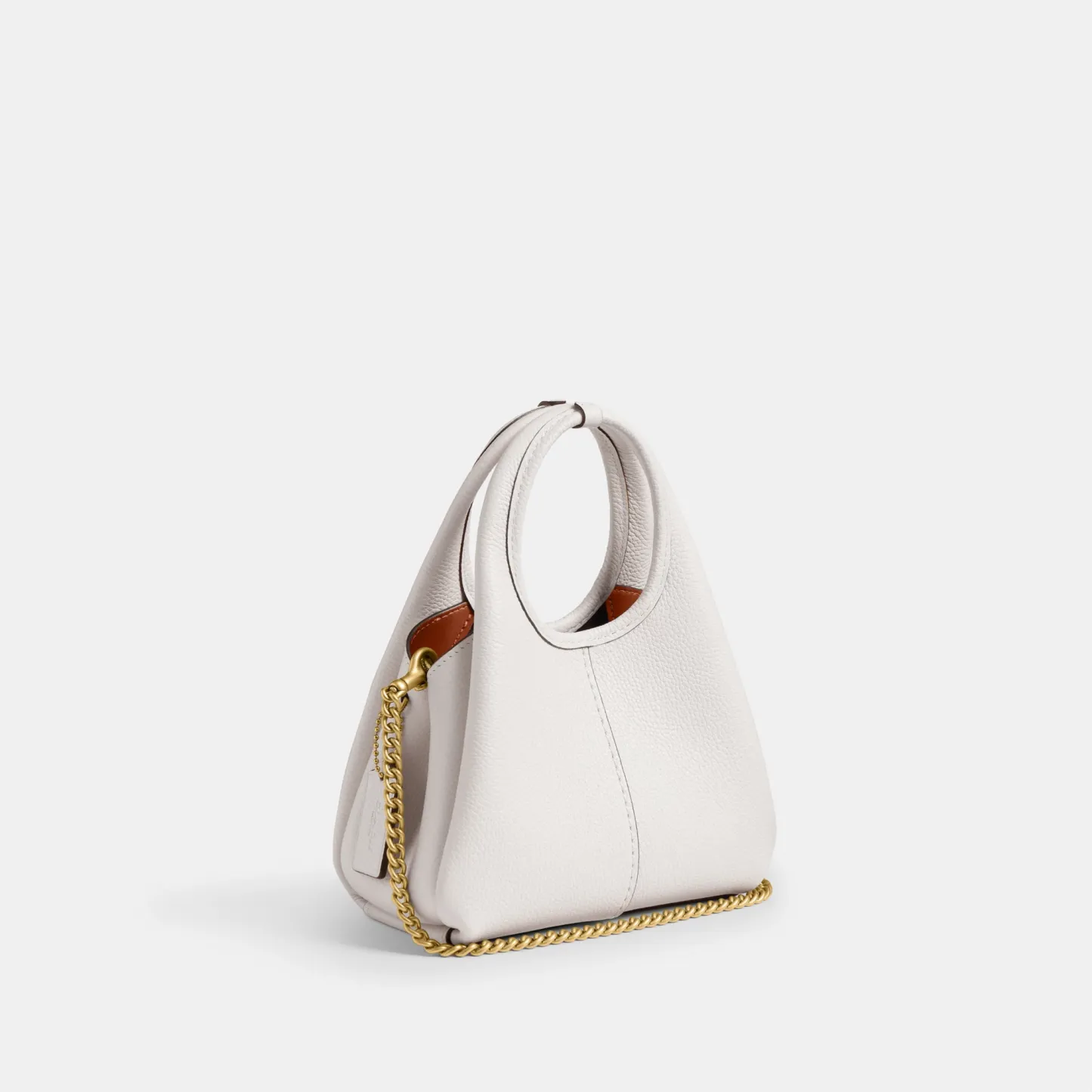 COACH®,Lana Shoulder Bag 19,Leather,Crossbody,Metal,Logo,Shoulder Guard,Brass,Casual,White,Angle View