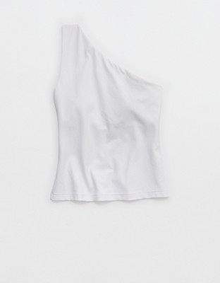 OFFLINE By Aerie Real Me XTRA One Shoulder Tank Top - White