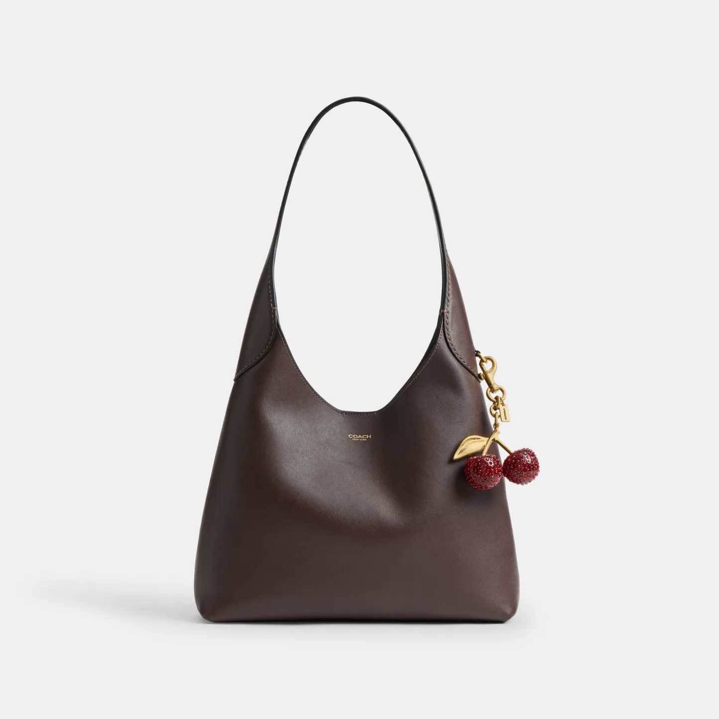 COACH®,Crystal Cherry Bag Charm,Bag Charm,Crystal,Resin,Metal Material,Plastic,Glitter,Embellished,Rhinestones,3D Embellis...,Maroon,Angle View