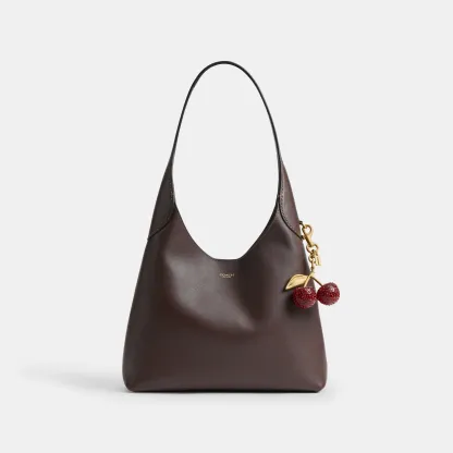 COACH®,Crystal Cherry Bag Charm,Bag Charm,Crystal,Resin,Metal Material,Plastic,Glitter,Embellished,Rhinestones,3D Embellis...,Maroon,Angle View