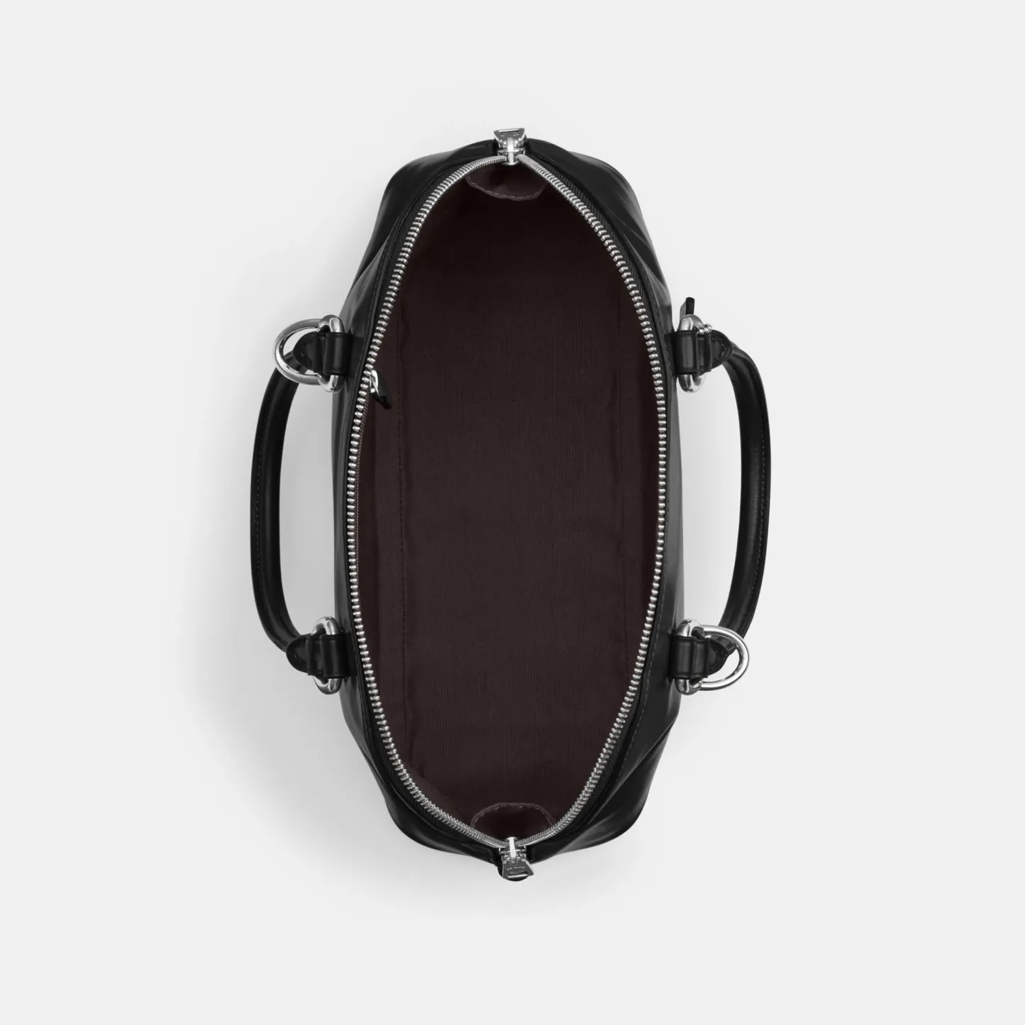 COACH®,Lara Satchel Bag,Recycled Polyester,Satchel,Logo,Metal,Casual,Black,Inside View,Top View