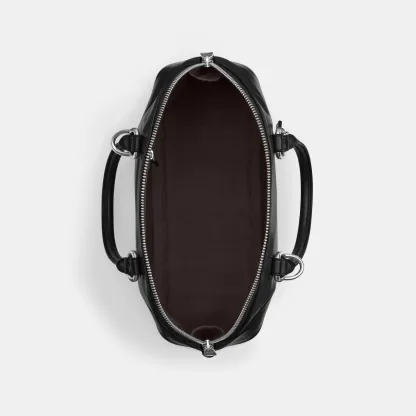 COACH®,Lara Satchel Bag,Recycled Polyester,Satchel,Logo,Metal,Casual,Black,Inside View,Top View