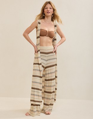 Aerie Open Knit Shimmer Pant - Cake Batter