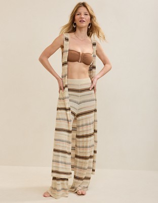 Aerie Open Knit Shimmer Pant - Cake Batter