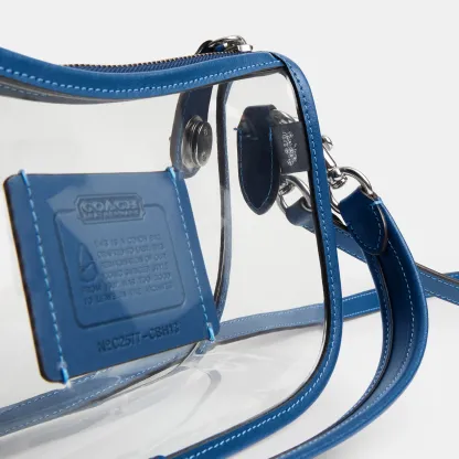 COACH®,Stadium Swinger Bag,Leather,Shoulder Bag,Sheer,Piping,Applique,Casual,White,Closer View
