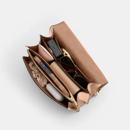 COACH®,Klare Crossbody Bag In Signature Leather,Blush,Inside View,Top View