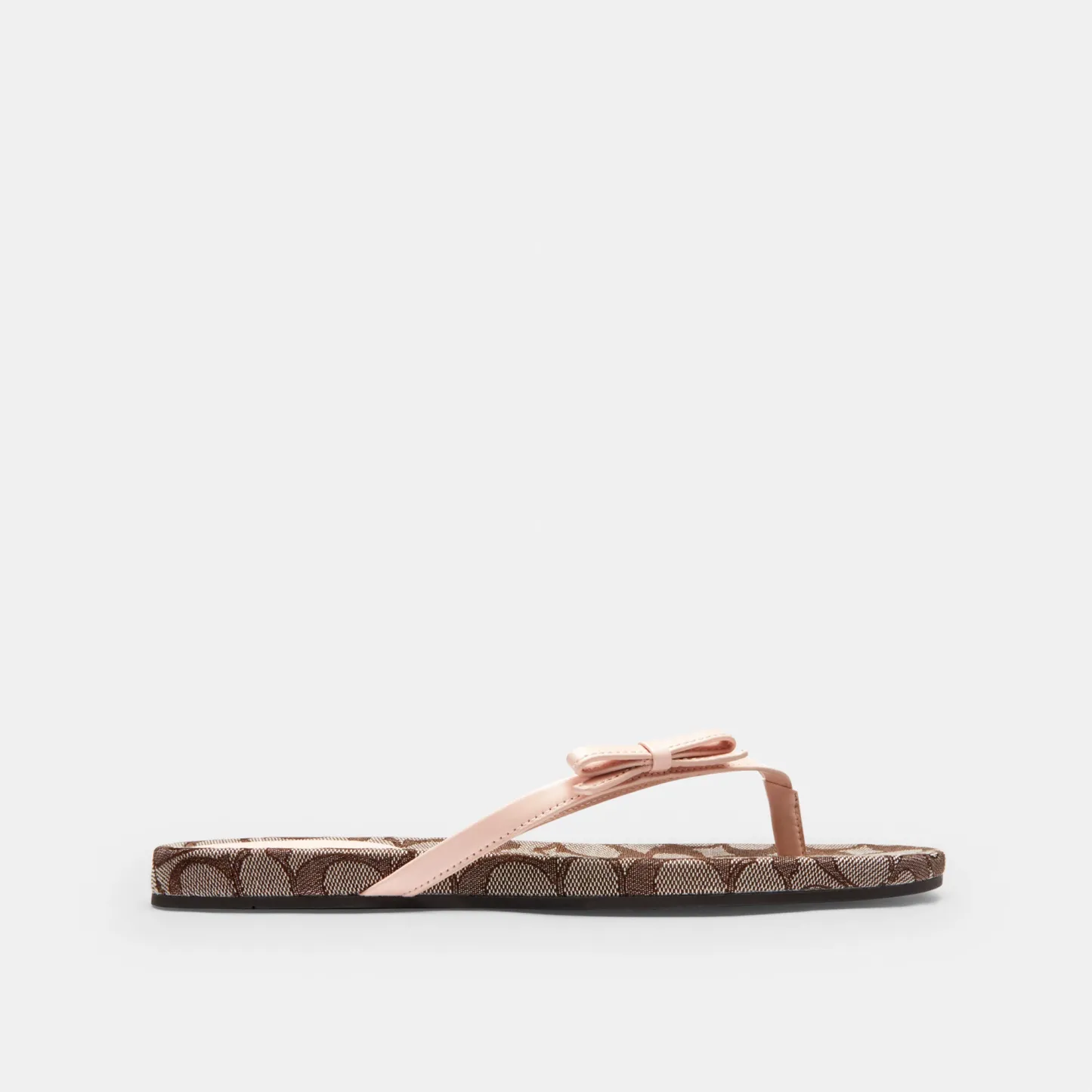 COACH®,Bow Flip Flop In Signature Jacquard,Brown,Angle View
