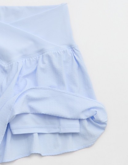 OFFLINE By Aerie Real Me Seersucker Crossover Flowy Short - Eyelet Blue