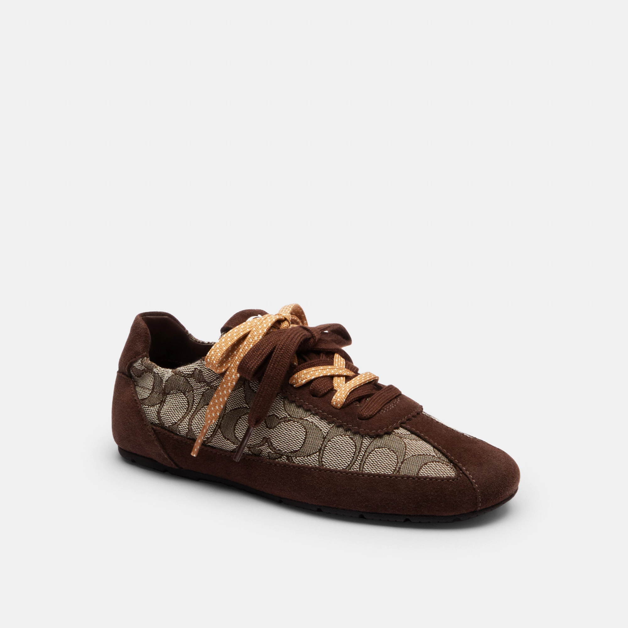 COACH®,Soft Sneaker In Signature Jacquard,Rubber,Suede,Recycled Polyester,Casual,Fabric,Logo,Color Block,Sustainable,Cushi...,Multi Color,Front View