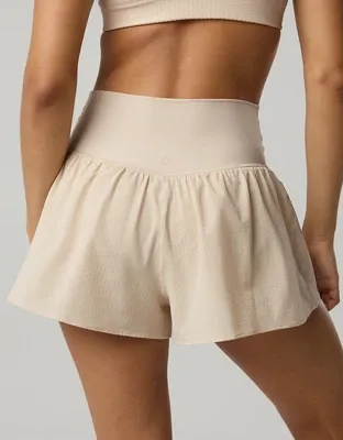 OFFLINE By Aerie Real Me Seersucker Crossover Flowy Short - Cake Batter
