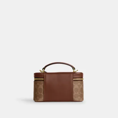 COACH®,Rainer Crossbody Bag 18 In Signature Canvas,Canvas,Recycled Polyester,Leather,Crossbody,Logo,Adjustable,Sustainable...,Brown,Back View