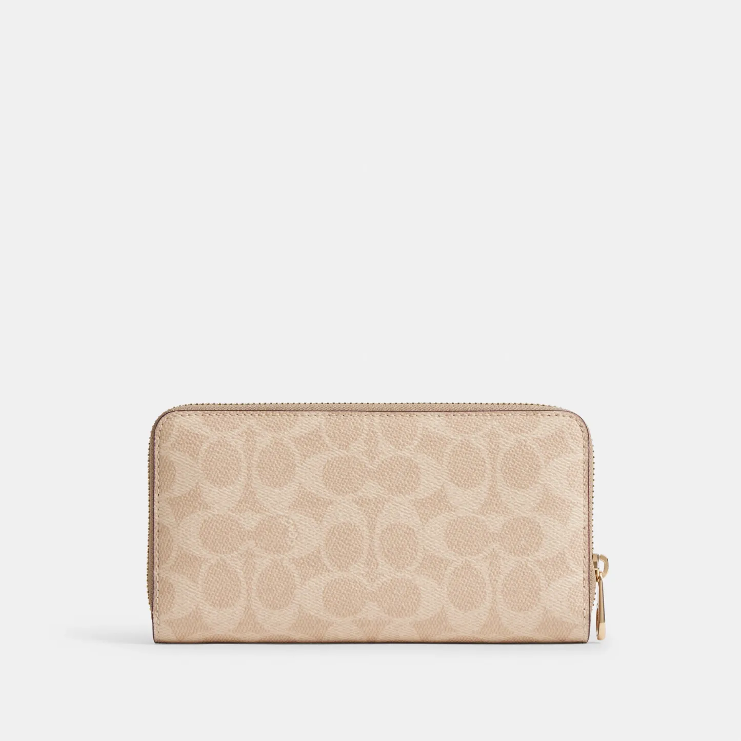 COACH®,Long Zip Around Wallet In Signature Canvas,Continental,Coin,Sustainable,Casual,Beige,Back View