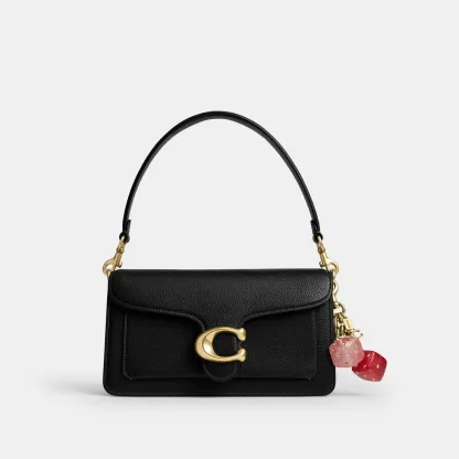 COACH®,Dice Bag Charm,Bag Charm,Resin,3D Embellishment,Rhinestones,Glitter,Key Ring,Gold Metal,Pink,Angle View