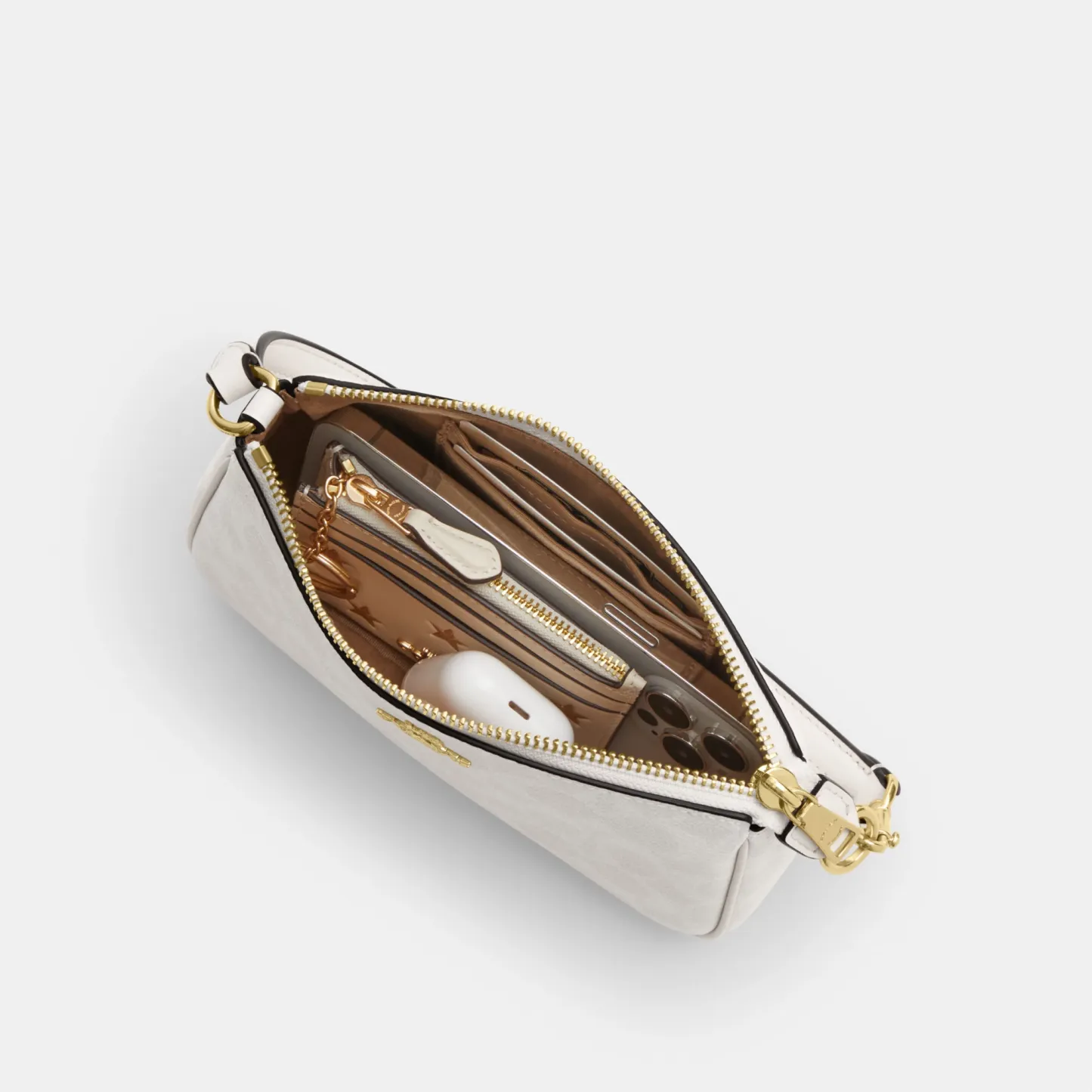 COACH®,Nolita 19 In Signature Canvas,Canvas,Shoulder Bag,Metal,Casual,White,Inside View,Top View