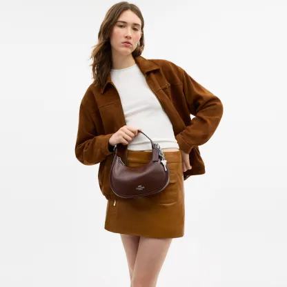 COACH®,Emily Shoulder Bag,Leather,Recycled Polyester,Lining Recycled Polyester,Hobo,Metal Material,3D Embellishment,Metal,...,Brown