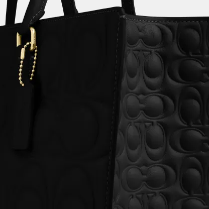 Maggie Tote Bag In Signature Leather - IMBLK - view 9