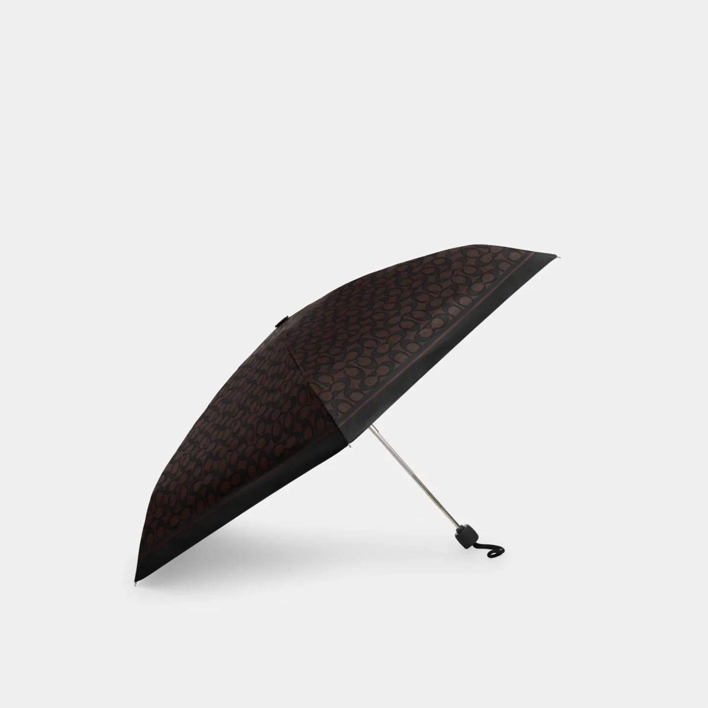 COACH®,Uv Protection Mini Umbrella In Signature Print,Classic Umbrella,Casual,Black,Front View